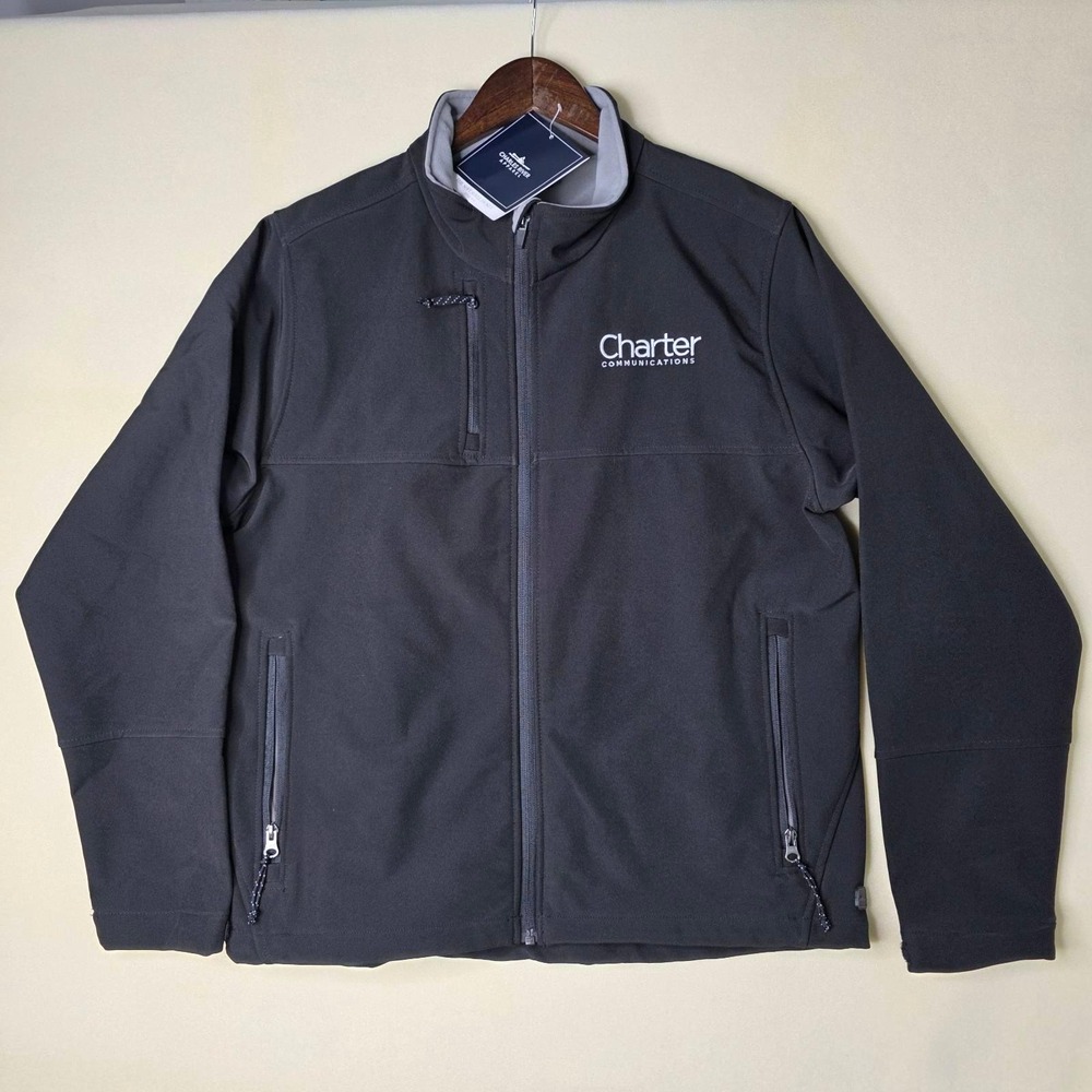 Charles River Apparel Jacket Men's Size M Black Charter Communications Softshell